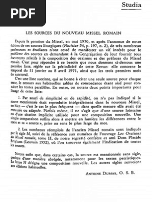 dumas 1971 les sources du nouveau missel romain pdf textes religieux priere chretienne