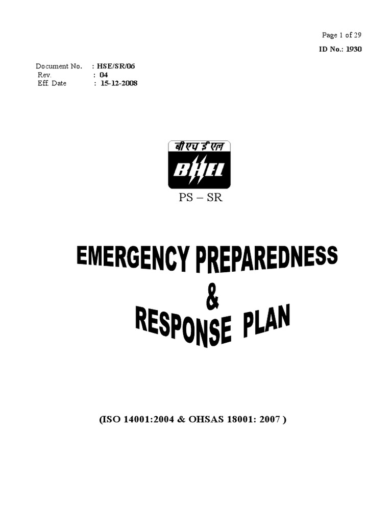 Emergency Preparedness Response Plan Rev 03 PDF Emergency
