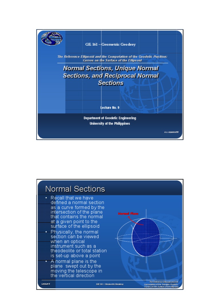 Normal Sections in Geometric Geodesy | PDF | Geodesy | Geomatics