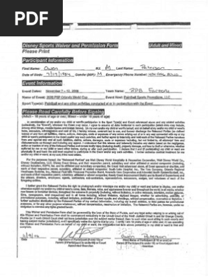 Disney sports waiver