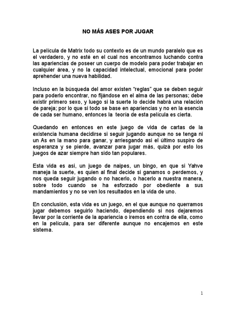 No Mas Ases Por Jugar scribd