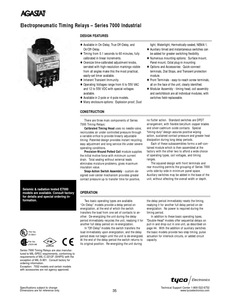 Agastat 7000 | PDF | Relay | Switch