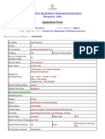 Indian Space Research Organisation (Isro) Bangalore, India: Application Form