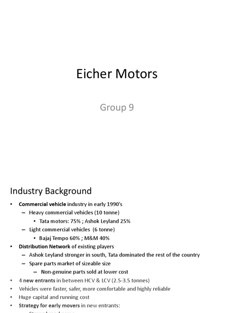 Eicher Motors PDF Market (Economics) Investing