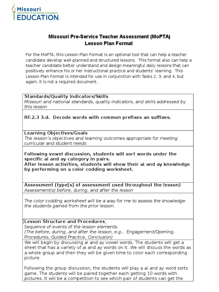 Ai and ay lesson plan lesson plan learning vrogue co