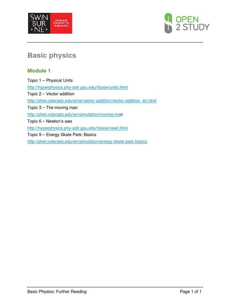 Basic Physics Resources and Simulations | PDF
