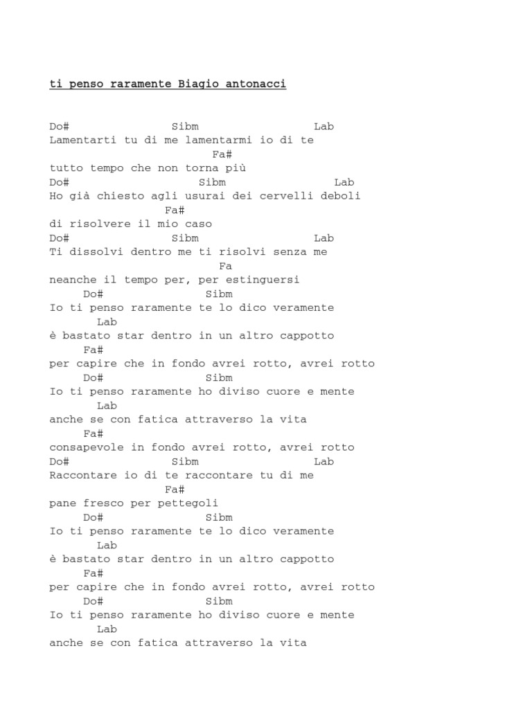 Se Fosse Per Sempre Biagio Antonacci Testo