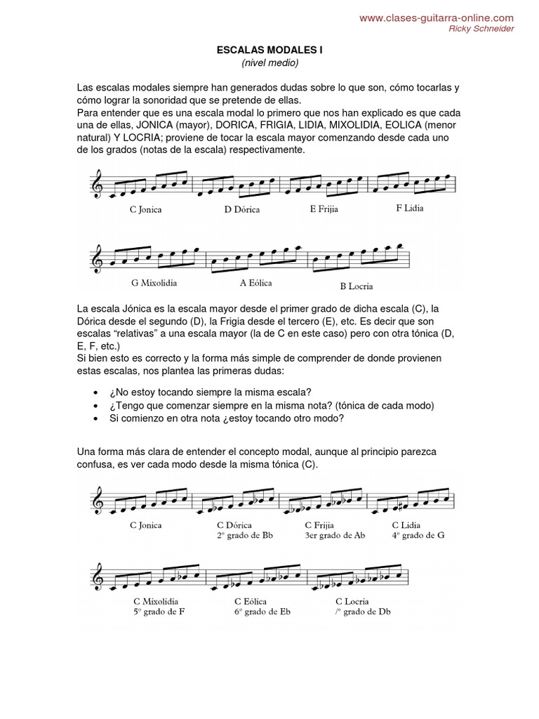 Escalas Modales I PDF Escala (música) Acorde (Música)