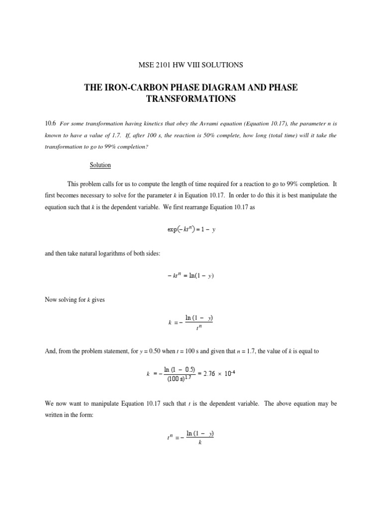 Avrami Kinetics in Phase Transformations | PDF | Heat Treating ...