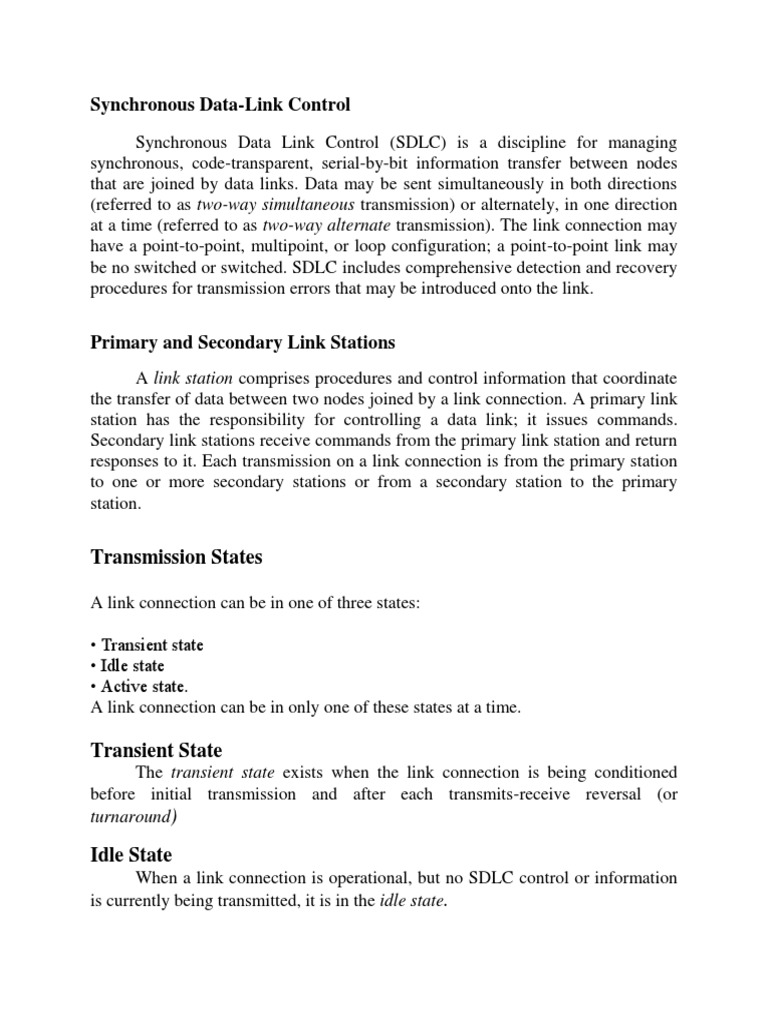 Synchronous Data-Link Control | PDF | Network Topology | Communications ...