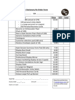 Sistaco Ambassador Stationary Re-Order Form