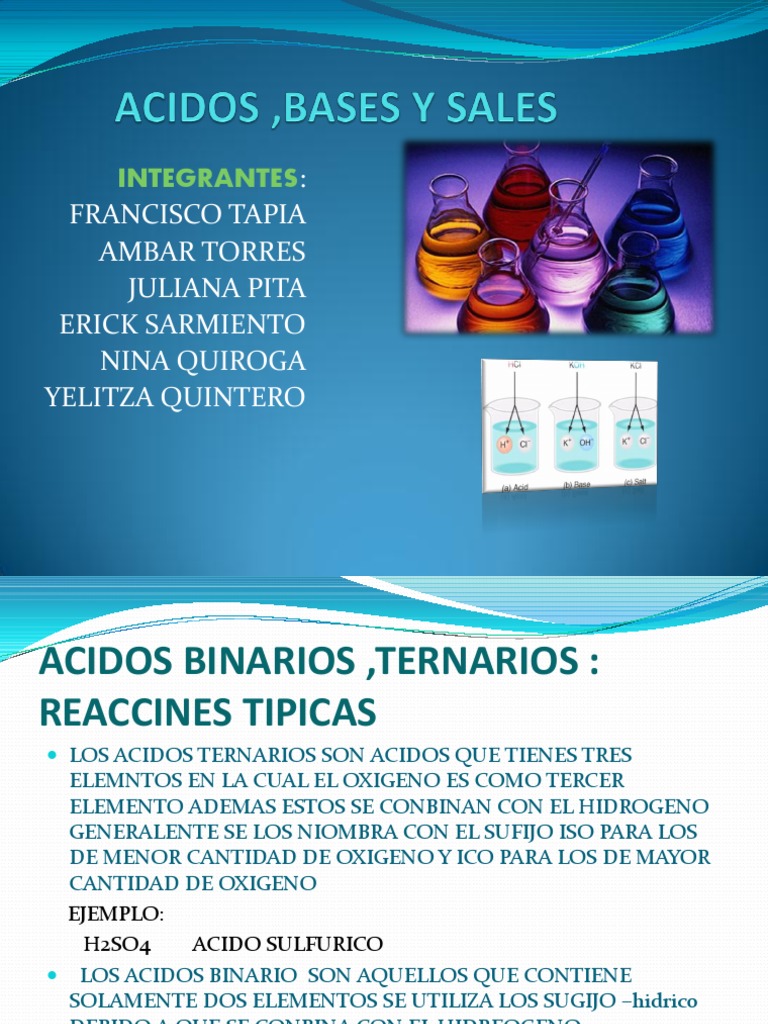 Exposicion Acidos ,Bases y Sales Sal (química) Hidrólisis