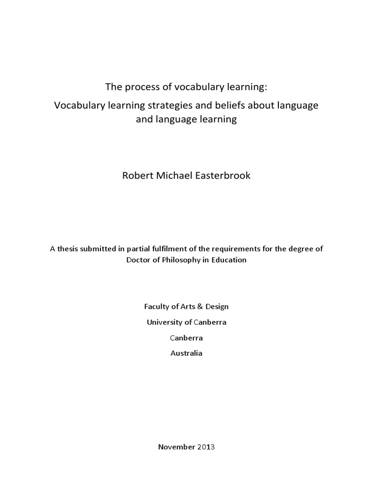 dissertation about vocabulary