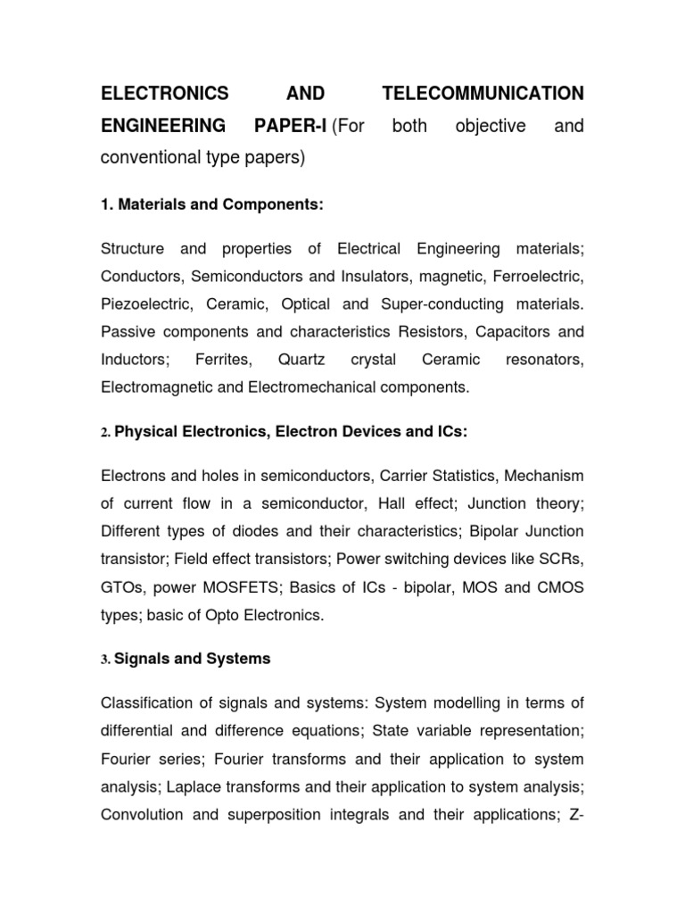 Electronics and Telecom Engineering Overview | PDF | Microwave ...