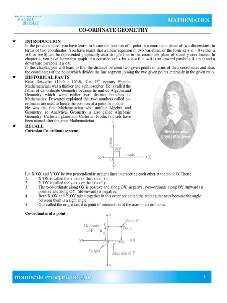 2. Coordinate Geometry | Cartesian Coordinate System | Rectangle
