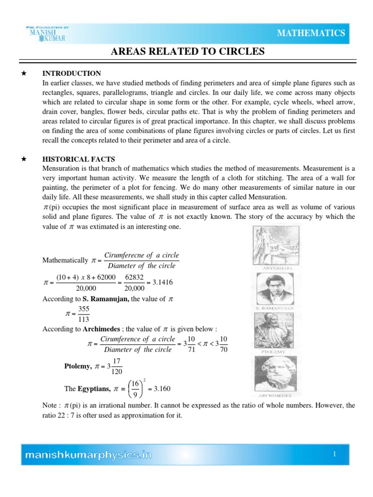 Circle Area and Circumference Formulas | PDF | Circle | Area