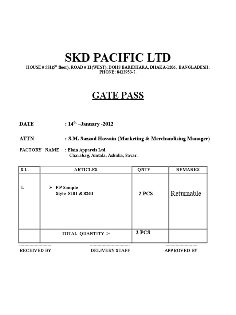 P&P Textiles Sample Delivery Note | PDF