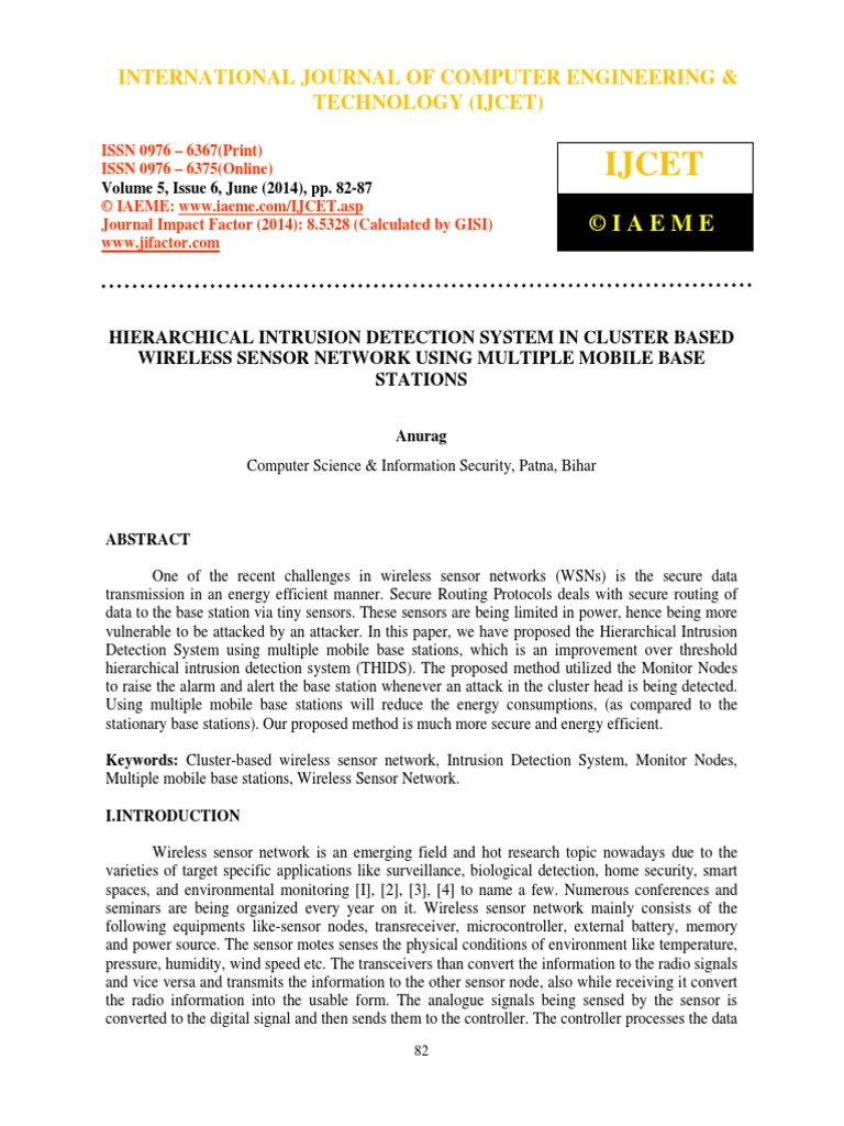 Hierarchical Intrusion Detection System in Cluster Based Wireless ...