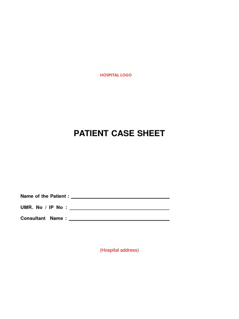 Patient Case Sheet Hospital Logo PDF