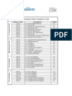 Donaldson Membrane Product Reference Guide Product Code Description Width