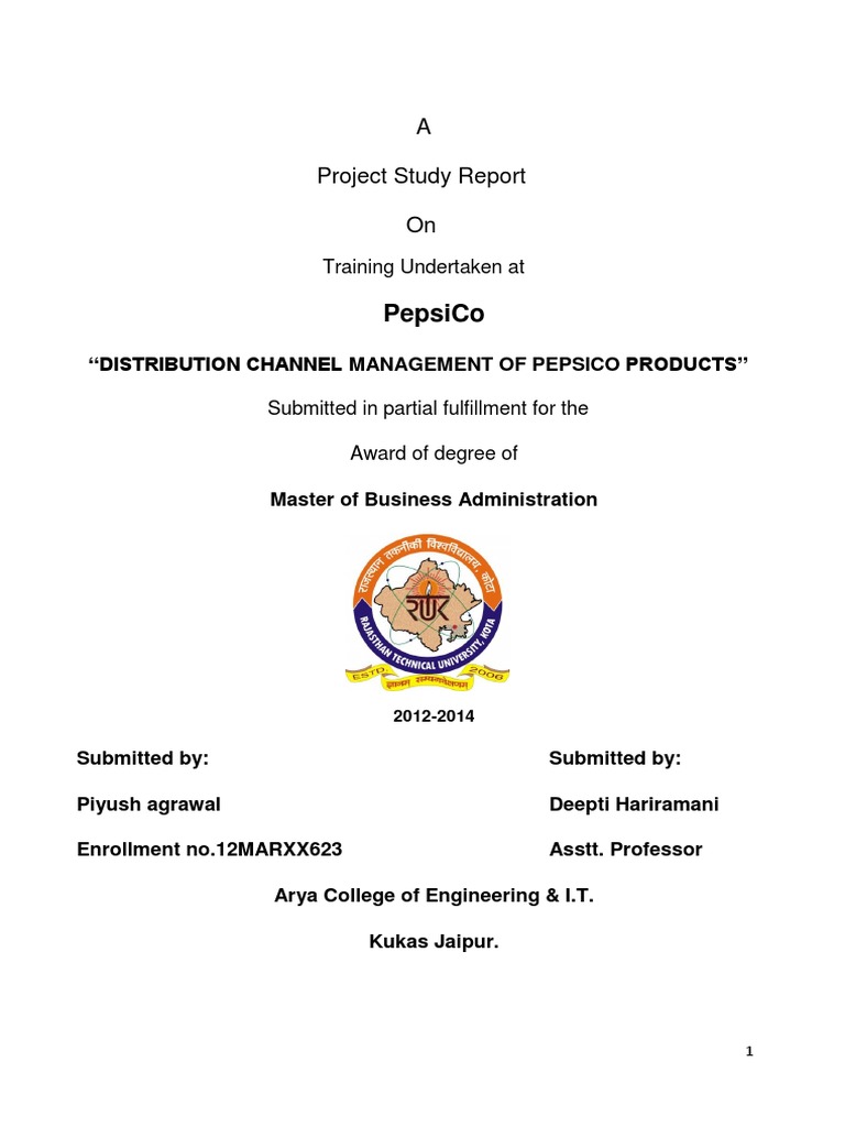 Distribution Management of PepsiCo Products | PDF | Pepsi Co | Retail