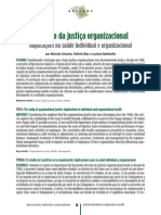 O Estudo Da Justiça Organizacional: Implicações Na Saúde Individual e Organizacional