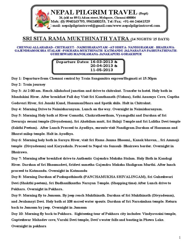 Sri Sita Rama Mukthinath Yatra - 2013 | PDF | Sita | Rama