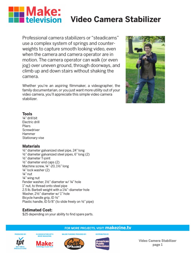 DIY Video Camera Stabilizer Guide | PDF | Business | Technology ...