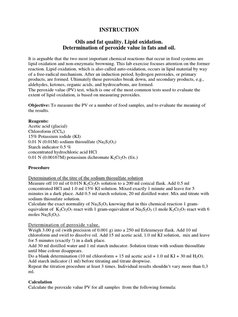 Ex6 Peroxide Value PDF Titration Chemistry