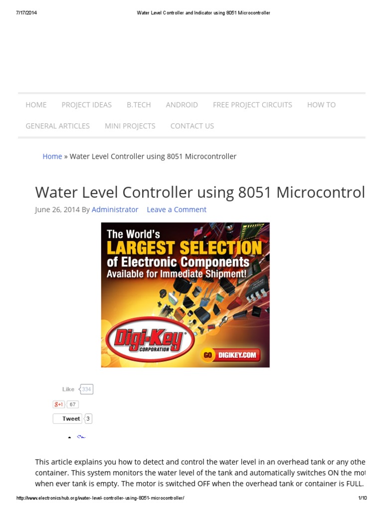 Water Level Controller and Indicator Using 8051 Microcontroller ...
