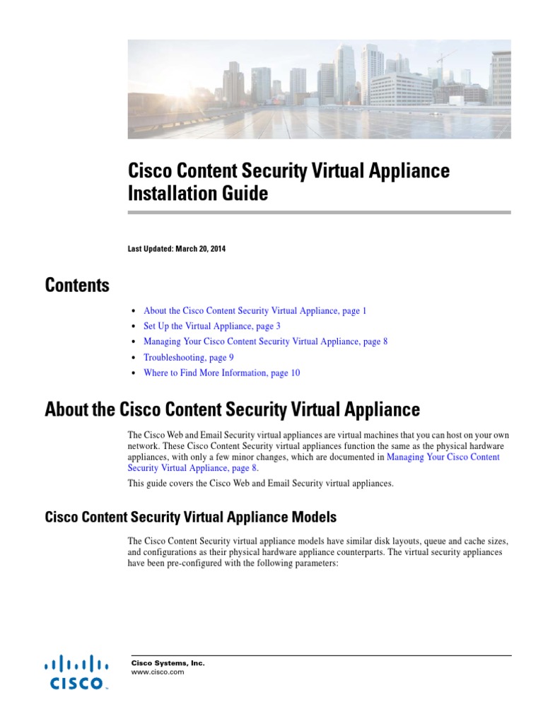 Cisco Content Security Virtual Appliance Install Guide | PDF | V Mware ...