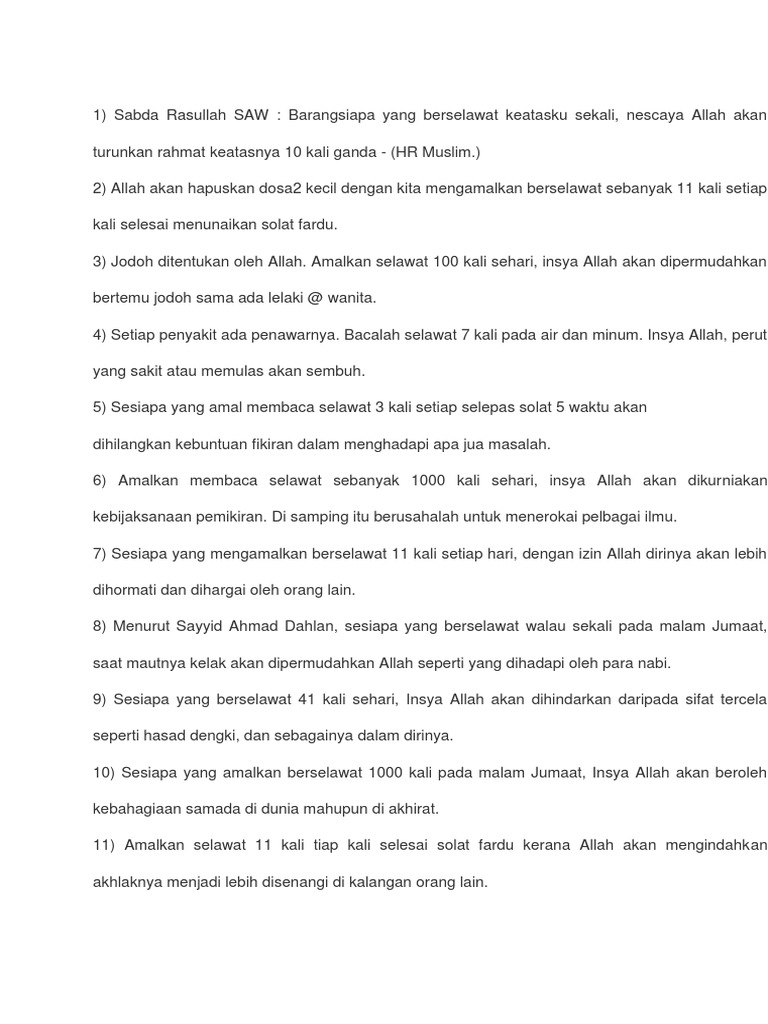 Kelebihan Berselawat Ke Atas Nabi..  PDF