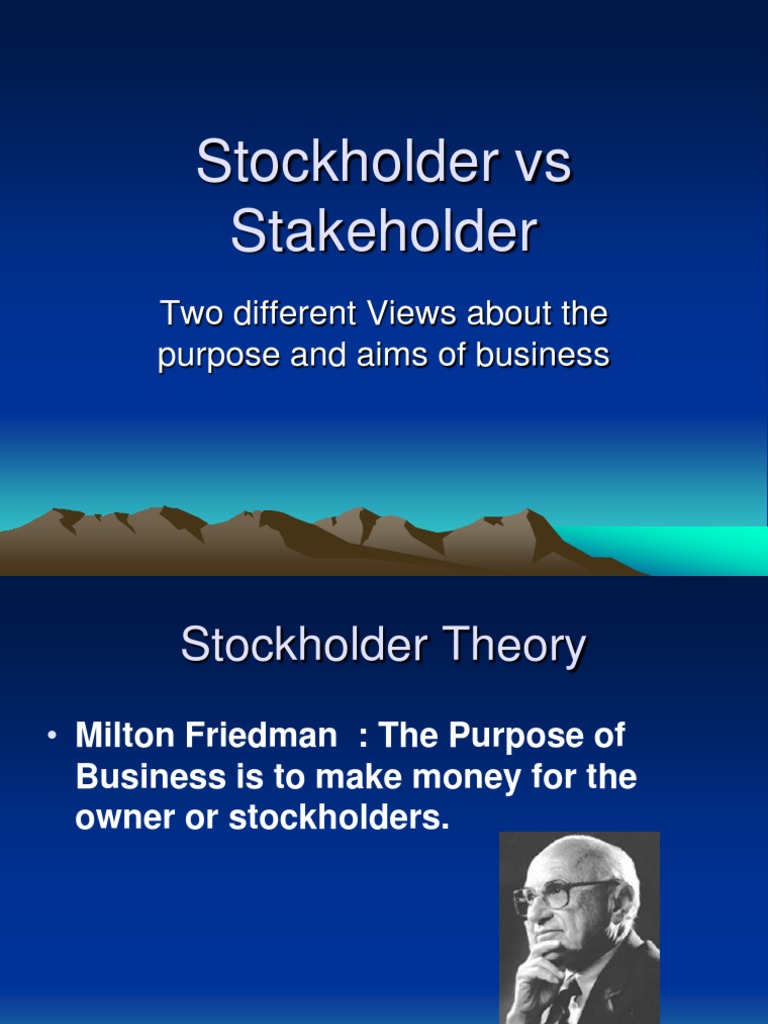 Stockholder Theory Vs Stakeholder Theory PDF