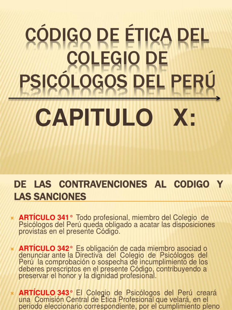 Código de Ética Del Colegio de Psicólogos Del