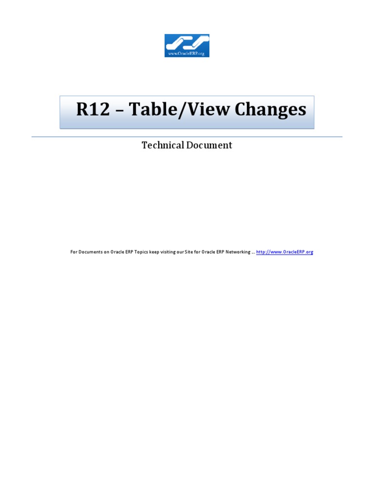 Oracle ERP R12 Table/View Changes | PDF | Per Diem | Expense