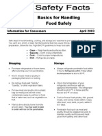 Basics For Handling Food Safely: April 2003 Information For Consumers