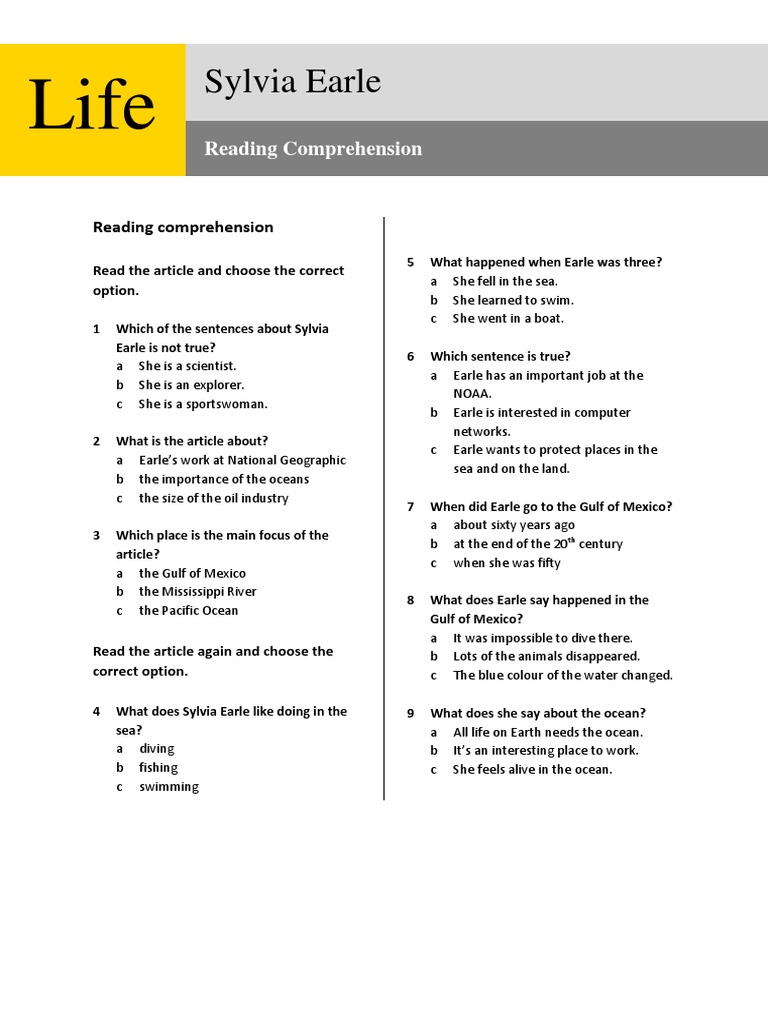 Beginner Elementary ReadingComprehension | PDF | Sea | Oceanography