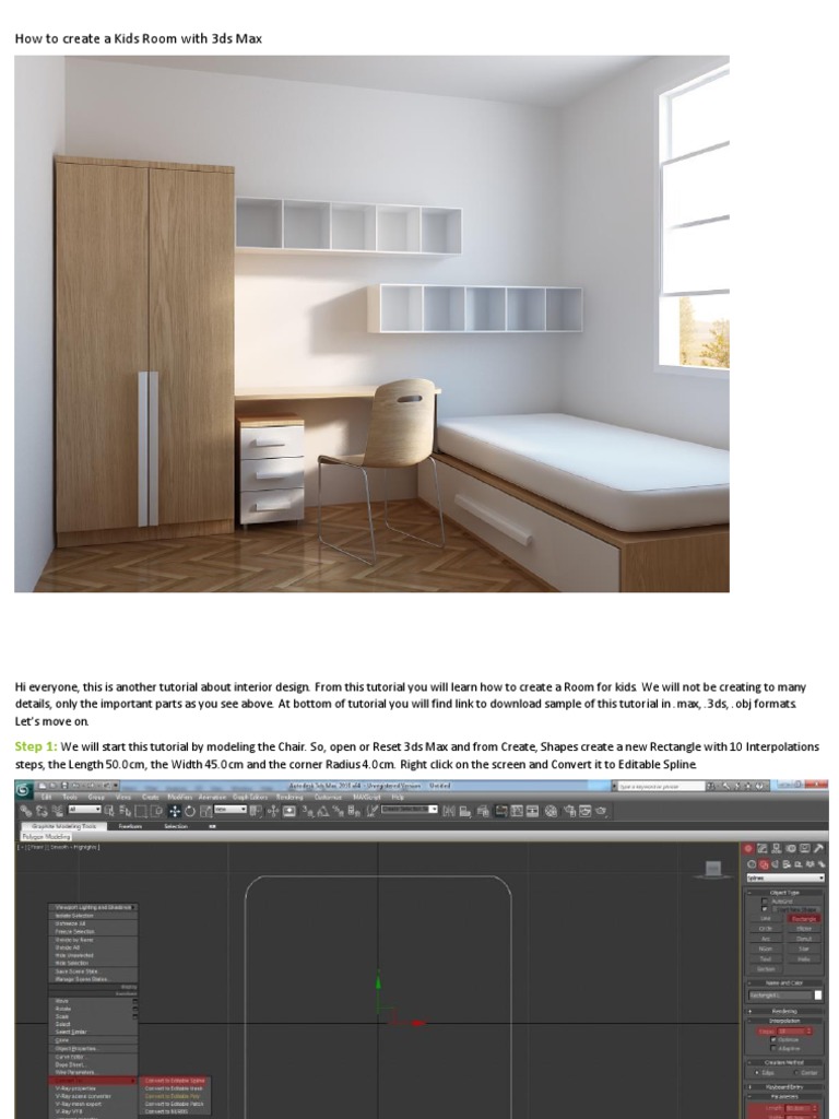 How To Create A Kids Room With 3ds Max Pdf Vertex Geometry