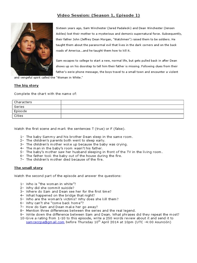 Supernatural Worksheet