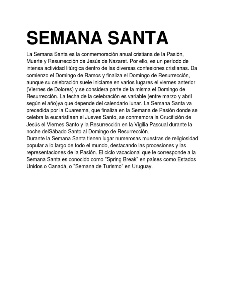 Semana Santa | PDF | Pascua de Resurrección | Fiestas cristianas y días ...