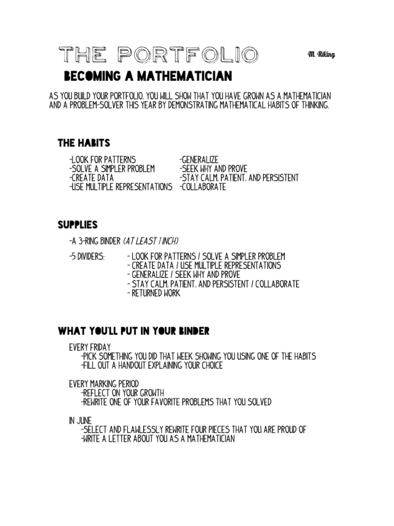 Math Portfolio Building Guide | PDF