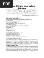 Sem o Dízimo não existe bênção