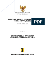 PermenPU No 8 Tahun 2010 Tentang Organisasi Dan Tata Kerja Kementerian Pekerjaan Umum PDF