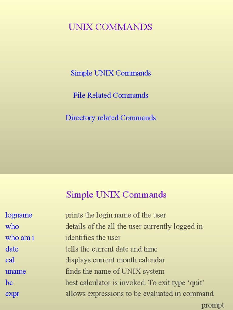Unix Commands | Directory (Computing) | Unix