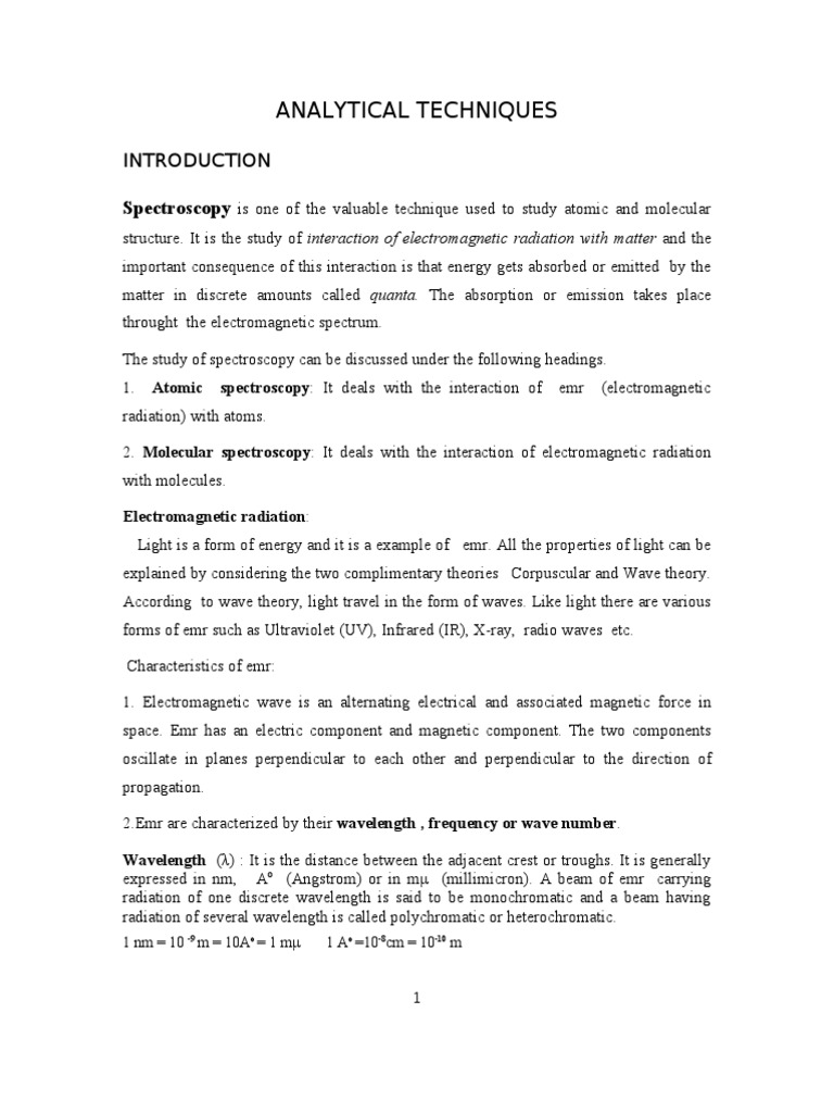 Understanding Spectroscopy Techniques | PDF | Electromagnetic Radiation ...