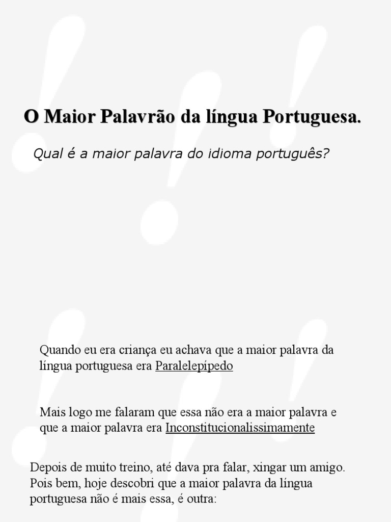 A Maior Palavra em Portugues | PDF