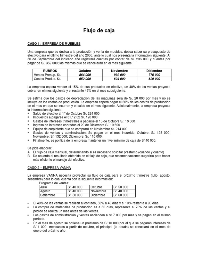 Ejercicios Flujo de Caja | PDF