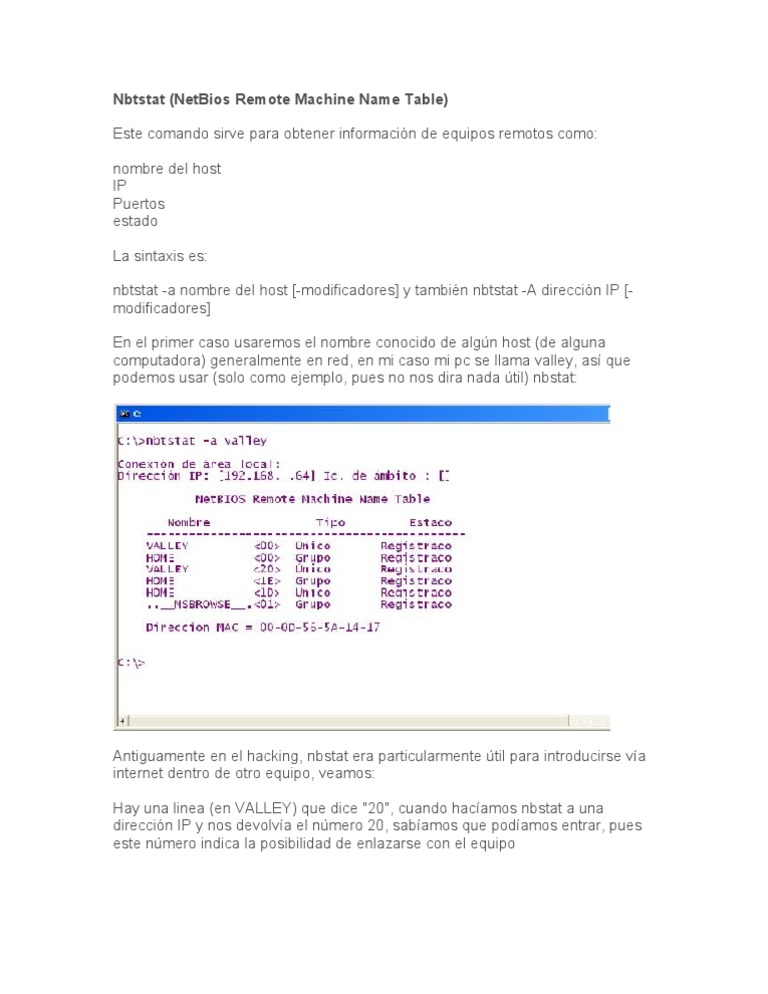 Nbtstat | PDF