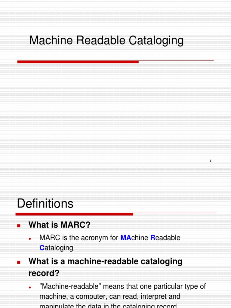 Machine Readable Cataloging Cataloging Information Retrieval