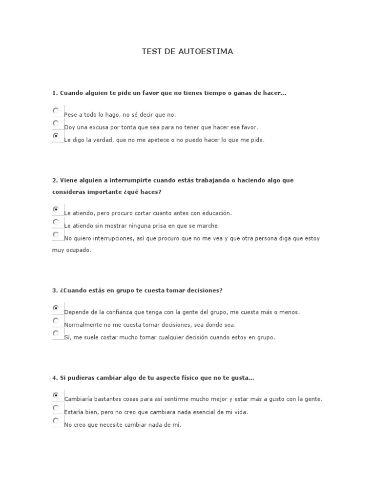 Test de Autoestima para Adolescentes | PDF | Creatividad | Sicología